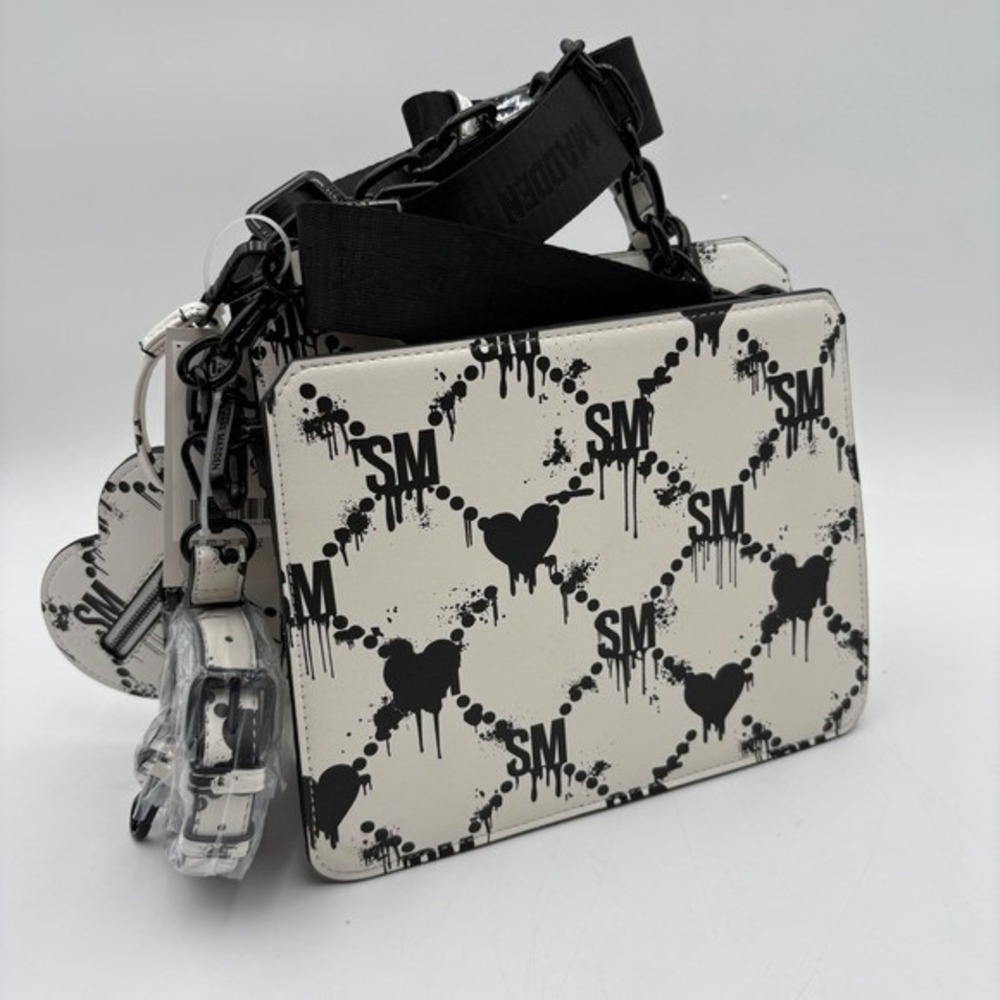 Steve Madden Bevelyn Satchel Halloween White & Black Bleeding Hearts Ear… - Picture 3 of 10